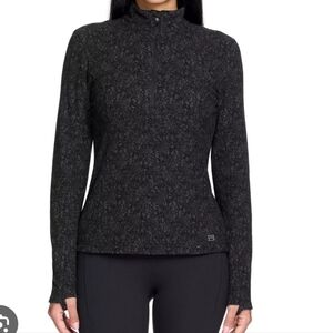 Spyder Active Women Fleece Printed Half Cowl Neck Sweatshirt Charcoal SzS